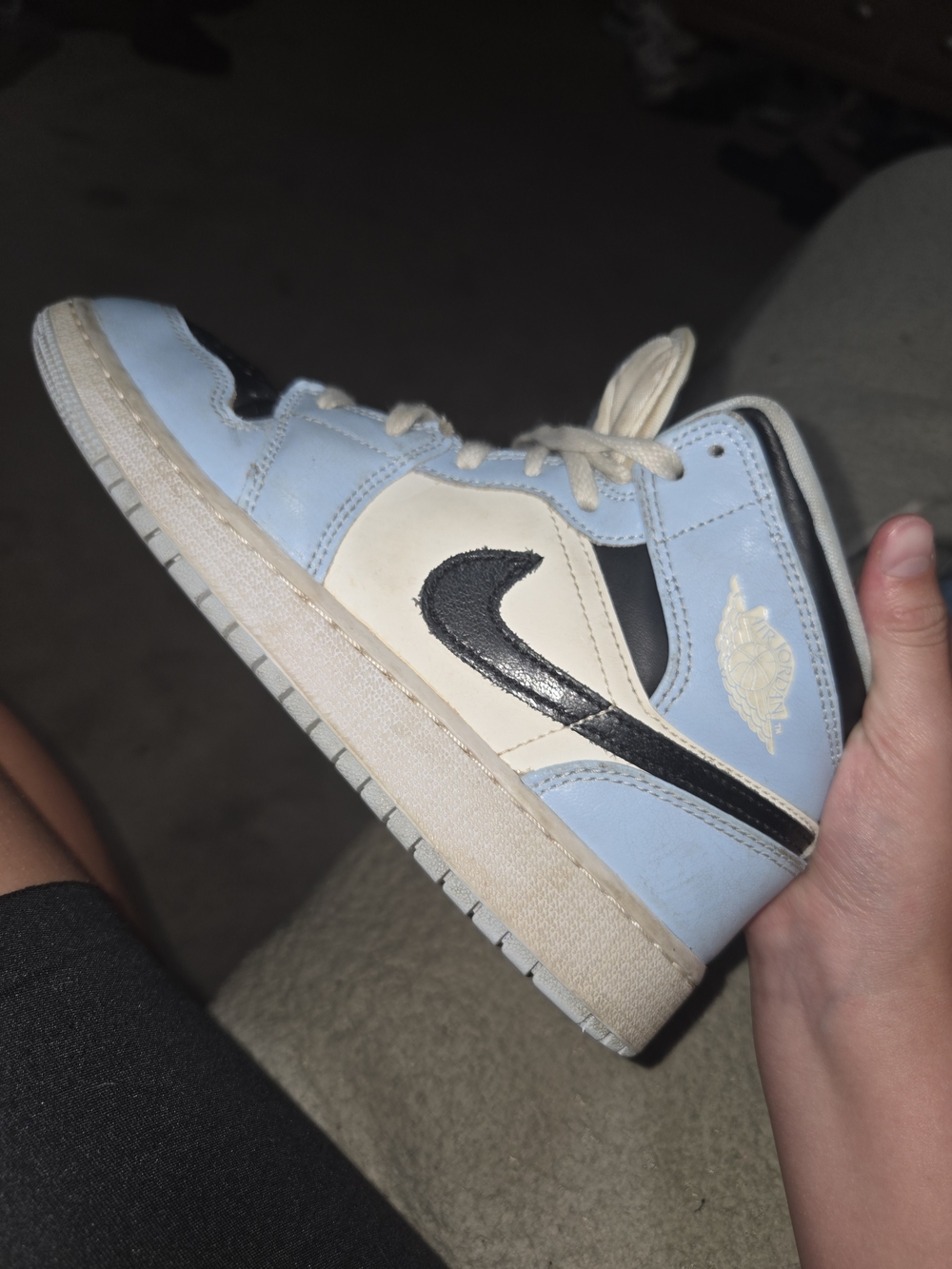 Nike Air Jordan 1 Mid in Light Blue, White & Black
